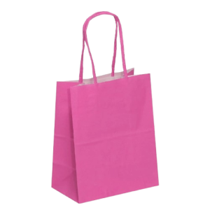 SACOLA PAPEL KRAFT BRANCO PINK 23,5X10X31,5 C/10 UNIDADES