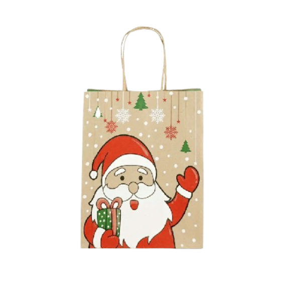 SACOLA PAPEL KRAFT NAT SANTA CLAUS 23,5X17X34 C/10 UNIDADES