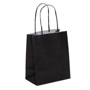 SACOLA PAPEL KRAFT PRETO 23,5X10X31,5 C/10 UNIDADES